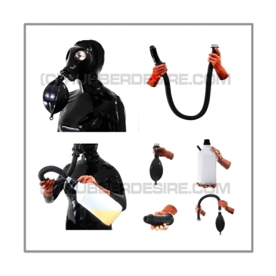 Deluxe M85 gasmask-zipperhood-system ULTIMATE-I with tube-set, sniffdildo, inhaler-set and rebreathing-bag-set